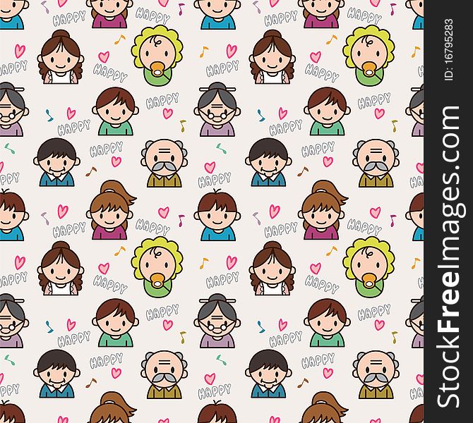 Seamless cute family pattern