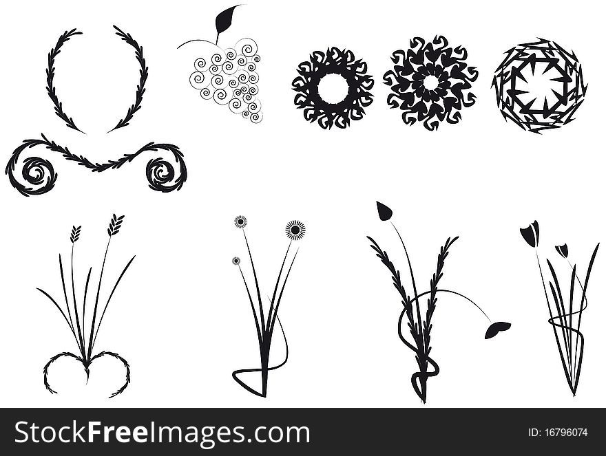 A brief collection of floral designs and silhouettes. Within this selection there are designs of blooms, plants inf diffrent forms and also actual flowers seen from a 2D point of view. A brief collection of floral designs and silhouettes. Within this selection there are designs of blooms, plants inf diffrent forms and also actual flowers seen from a 2D point of view.