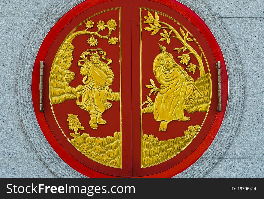 Chinese temple window in Thailand,Kammalawat Dragon temple window