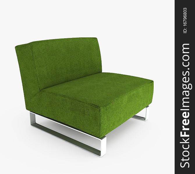 Green armchair on white background.3D illustration. Green armchair on white background.3D illustration