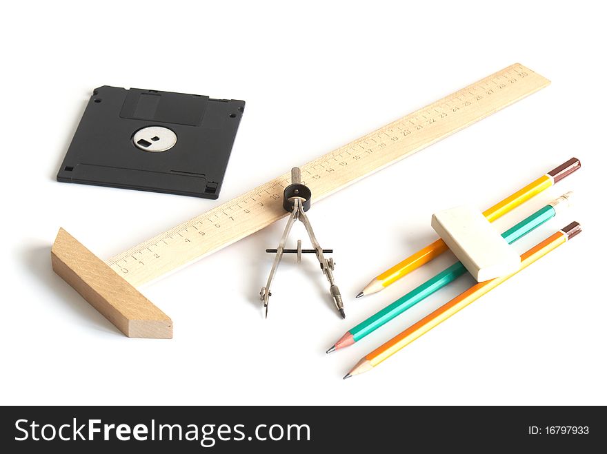 Drawing accessories engineer-designer isolated on a white background