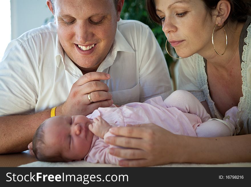 European young family with baby