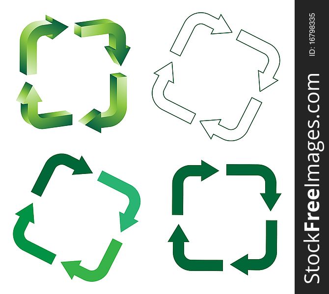 Illustration of recycles on white background