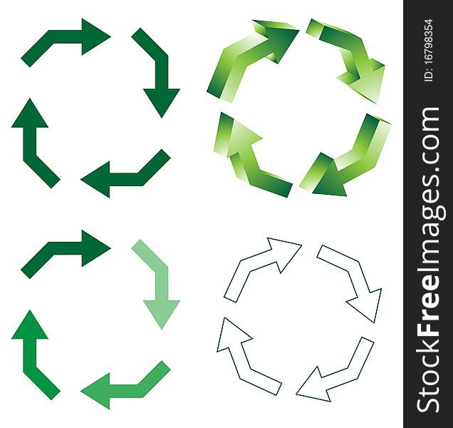 Illustration of four recycles on white background