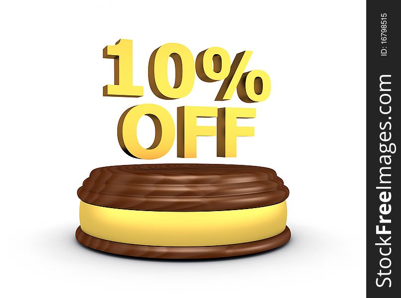 10% OFF on the white background - 3d render. 10% OFF on the white background - 3d render