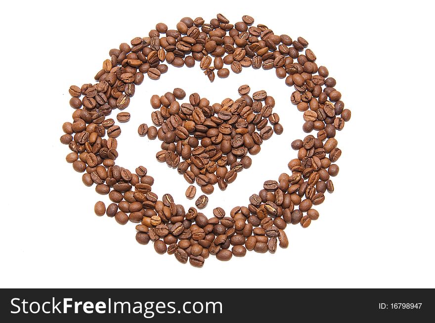 Heart made be coffee beans. Heart made be coffee beans