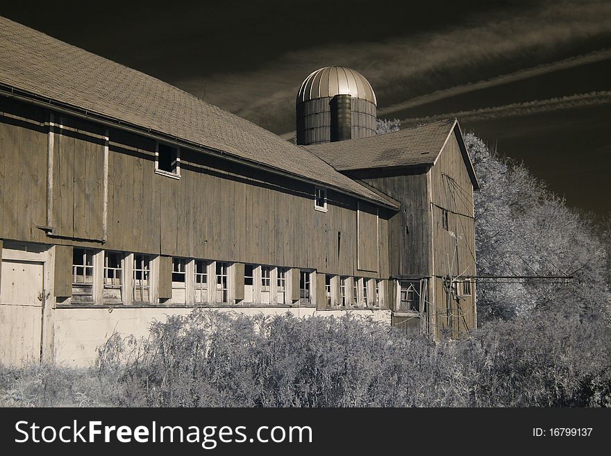 Old barn in infrared