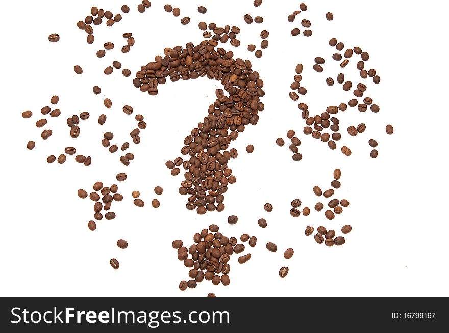 Question mark made from coffee beans. Question mark made from coffee beans