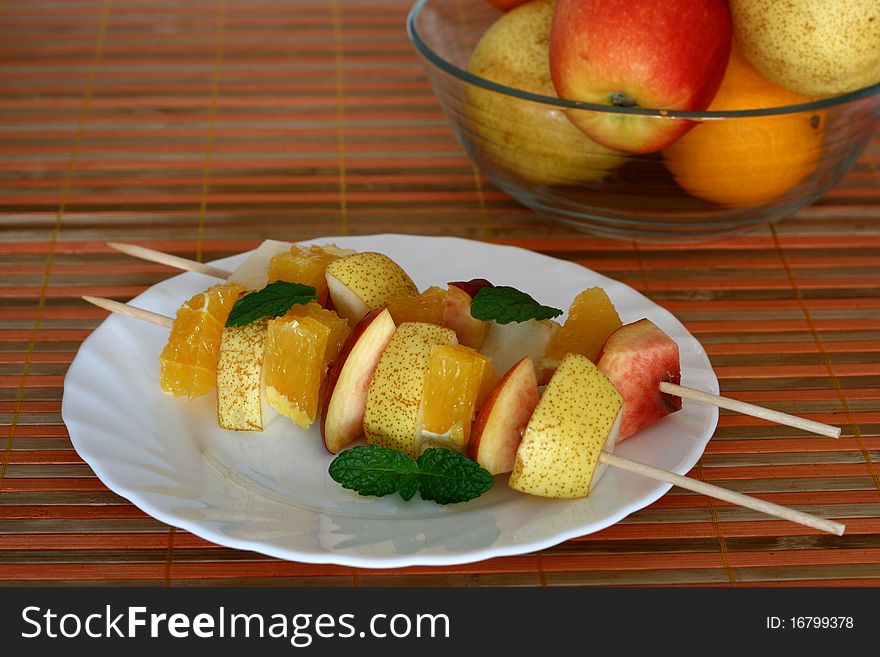 Fruit salad on a plate