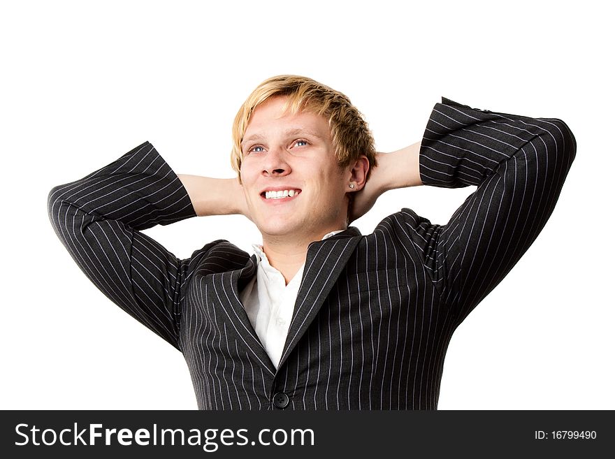 Thinking young man on white background. Thinking young man on white background