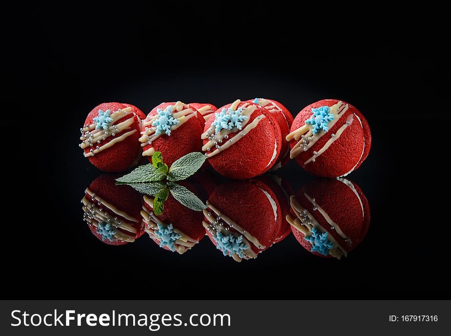 Red macaroons on a background. Red macaroons on a background
