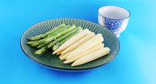 Fresh Asparagus Shoots And Corn On A Plate Royalty Free Stock Photo Fresh Asparagus Shoots And Corn On A Plate Royalty Free Stock Photo
