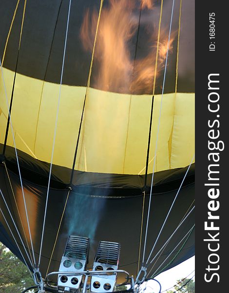 Hot air balloon preparation at the festival