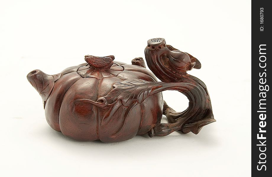 Wooden teapot from Chinese wood carving shop. Wooden teapot from Chinese wood carving shop