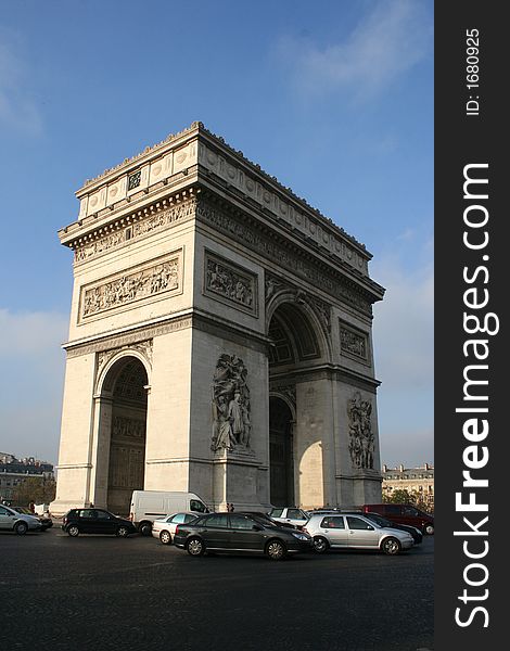 The avenue (boulevarde) of Champs Elysee and the Arch of Triumph