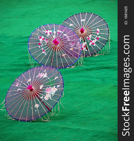 Ceremonial chinese umbrella used in dances. Ceremonial chinese umbrella used in dances