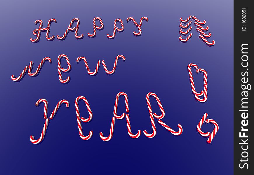 Candy Cane. Happy New Year. 3D background. Candy Cane. Happy New Year. 3D background