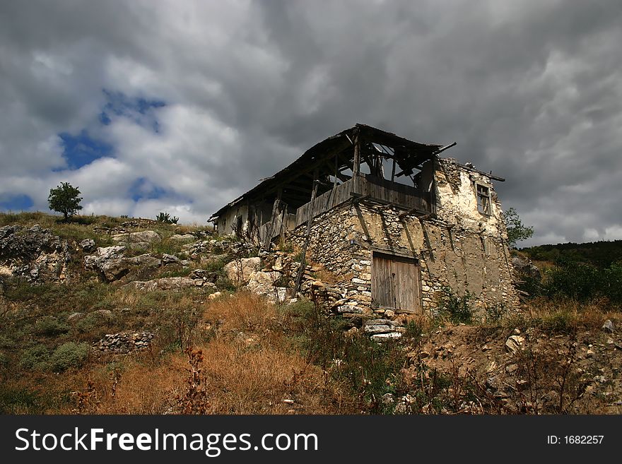 Old abandoned and  ruined house