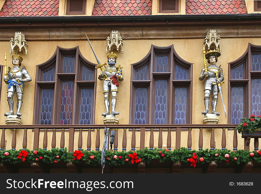 Architectural details with christmas decoration