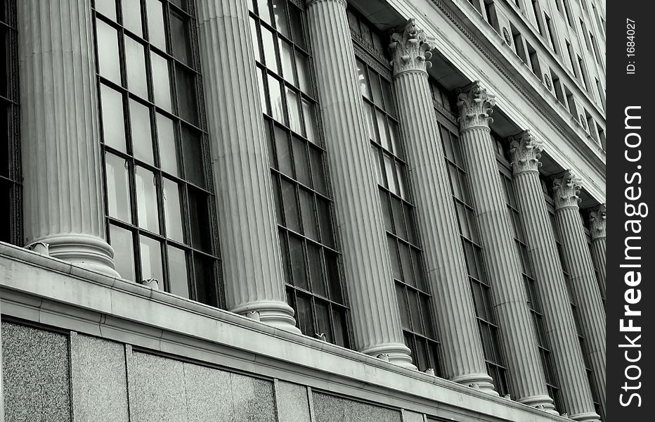 Pillars of building in gray color tone