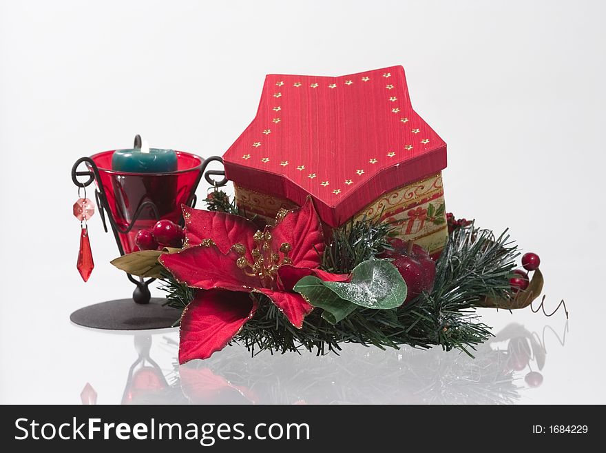 Star shaped Christmas box with a candle. Star shaped Christmas box with a candle