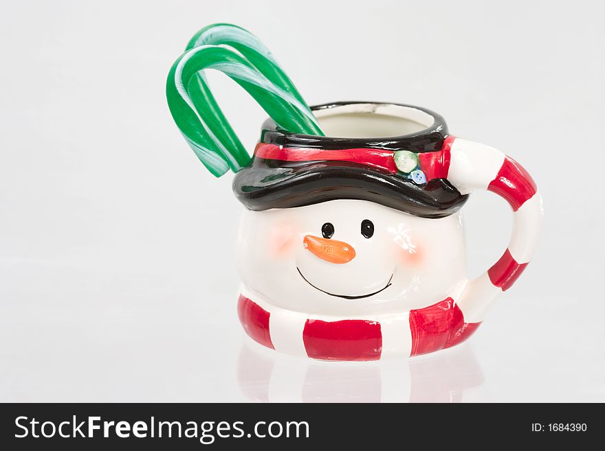 Christmas decorative mug with snowman. Christmas decorative mug with snowman