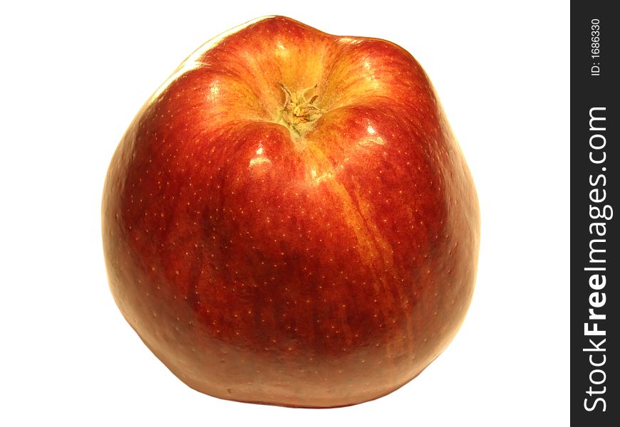 The big dark red apple on a white background. The big dark red apple on a white background.