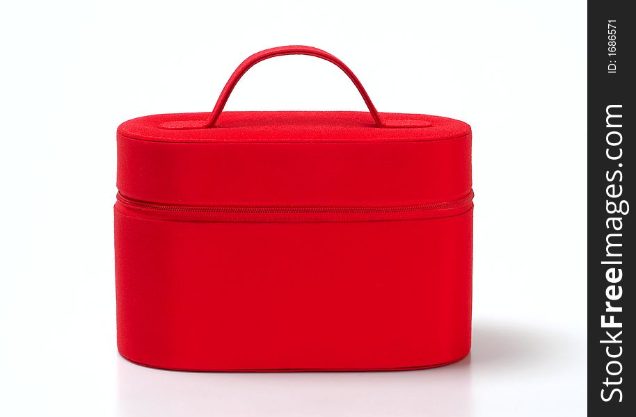 Red case for cosmetic products and jewelry. Red case for cosmetic products and jewelry