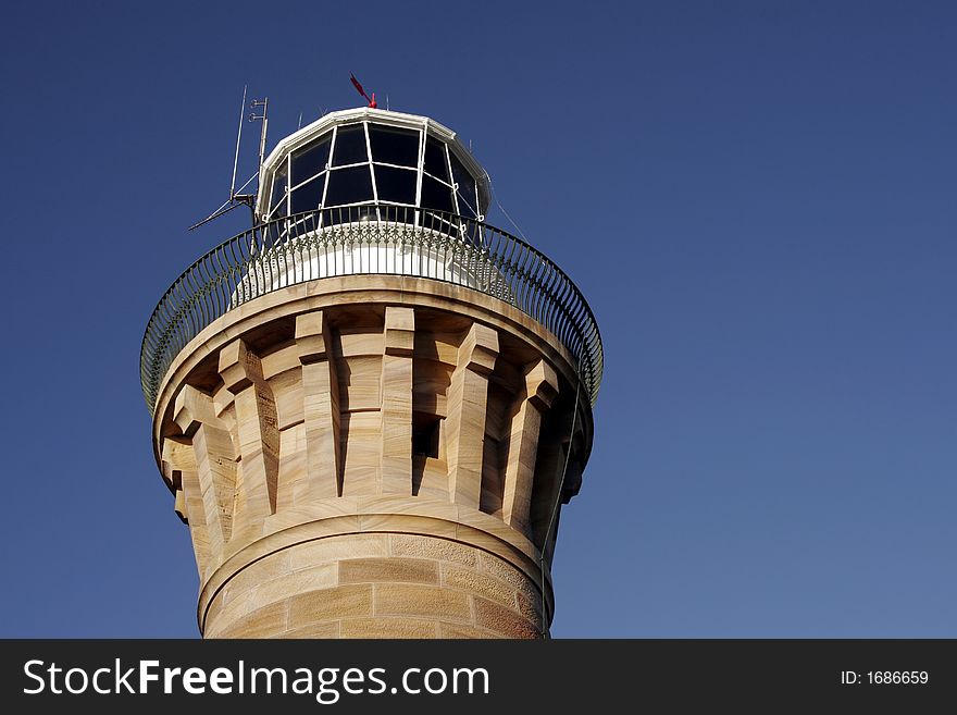 Sandstone Lighthouse Tower Top, Palm Beach, Sydney, Australia, Clear Blue Sky