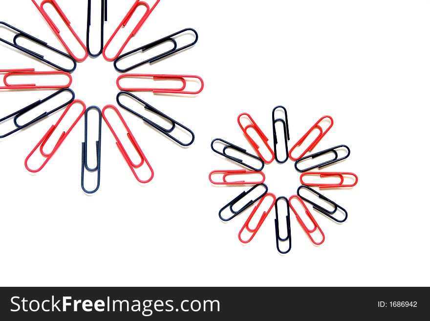 Pop Art Paper Clip Flower In Red And Blue On A White Background