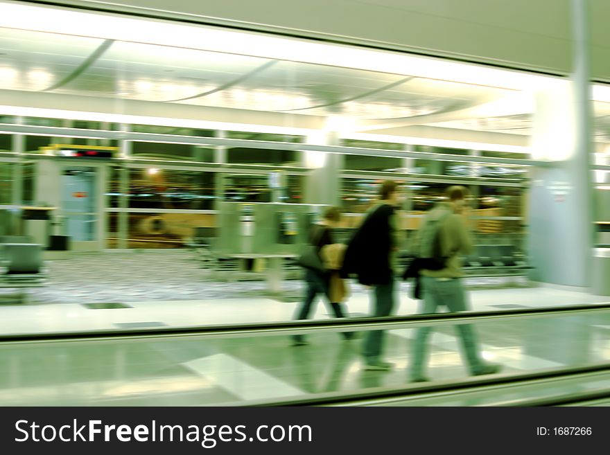 Passenger moving at the airport, motion blur. Passenger moving at the airport, motion blur