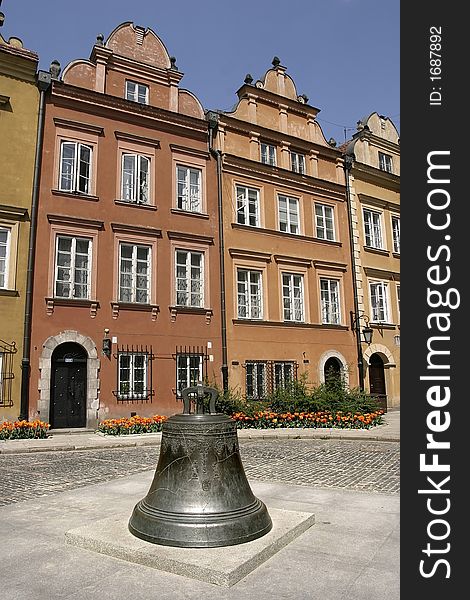 Old town sqare with  tenement-houses in Warsaw, Poland