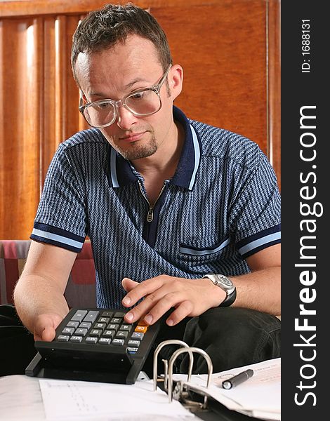 Man with calculator