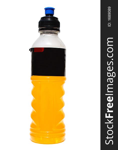 Orange drink bottle isolated on white background