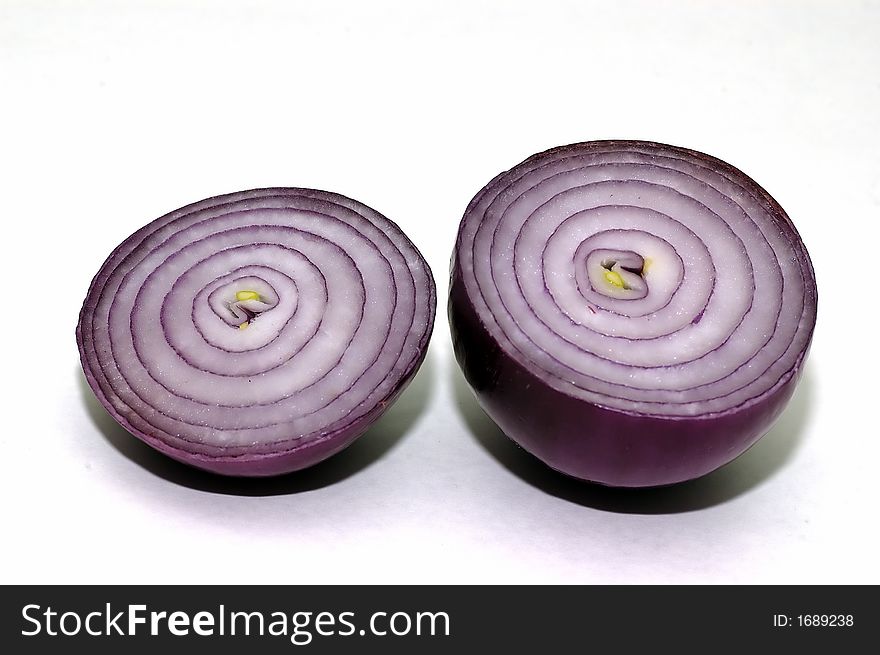 Sliced Onions against a white background