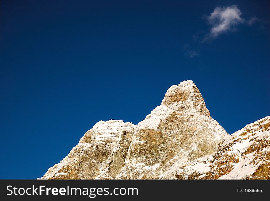 The winter south face of the Matterhorn, west Alps, Italy.