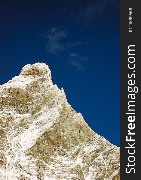 The winter south face of the Matterhorn, west Alps, Italy.