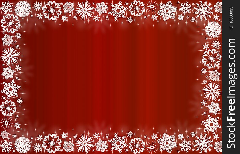 White snowflakes on red - christmas frame