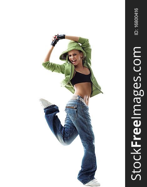 Modern style dancer posing on studio background. Modern style dancer posing on studio background