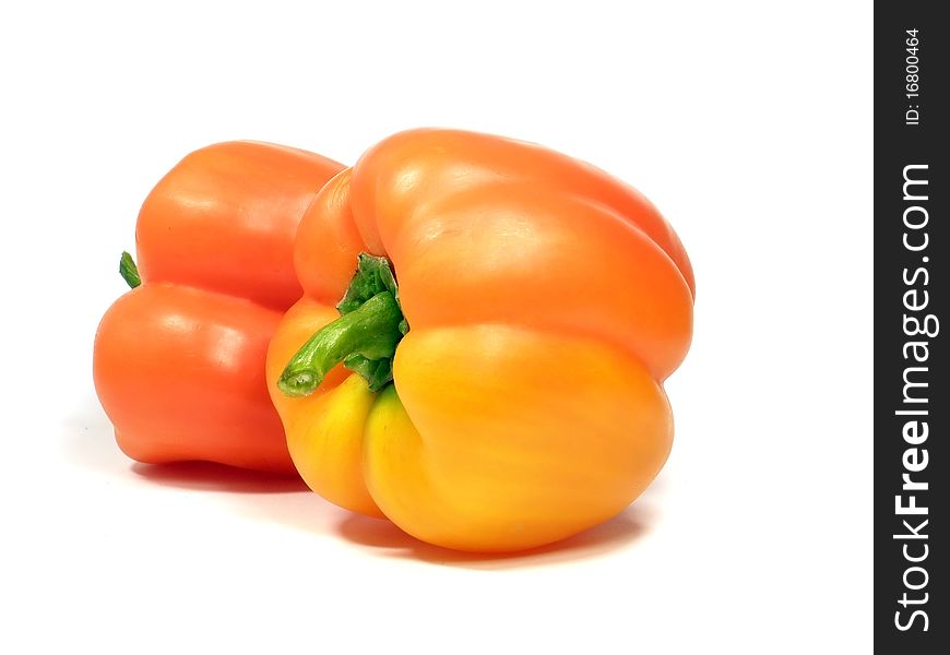 Two sweet pepper on a white background