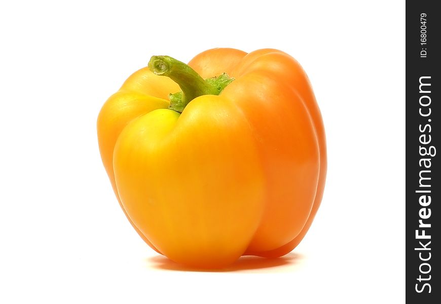 Single sweet pepper on a white background