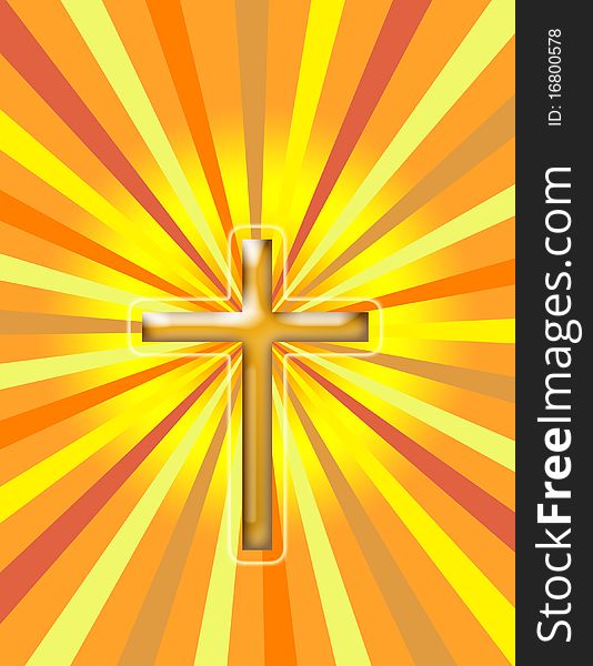 Sunburst behind cross symbolic of Easter morning