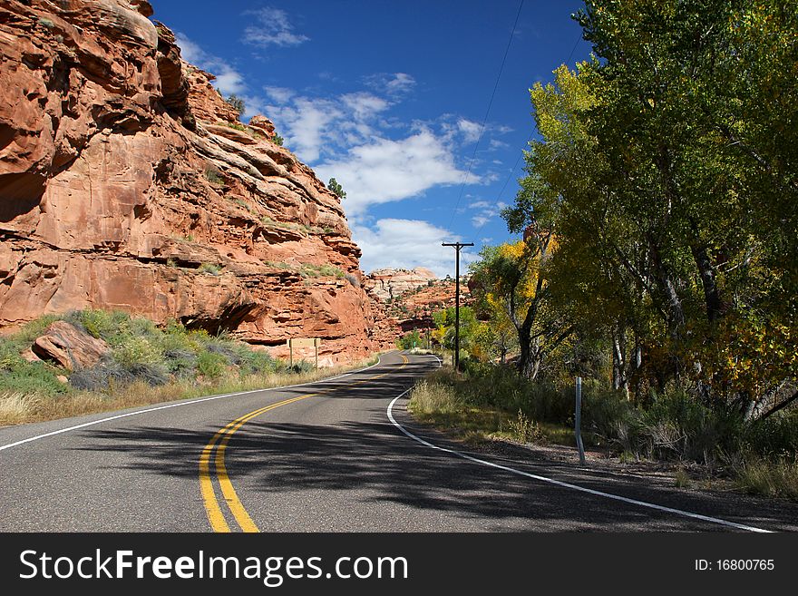 A beautiful road through the desert. A beautiful road through the desert