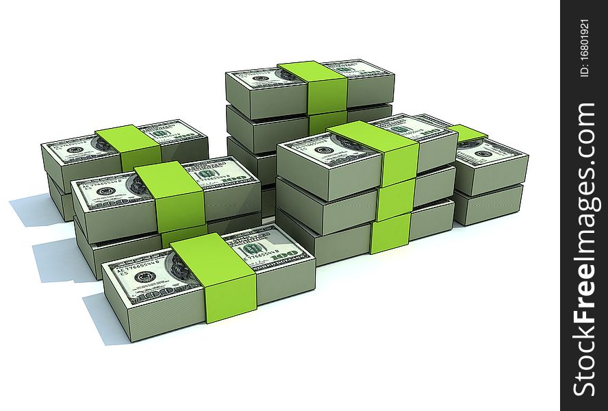 Green money stacks of $100 bills