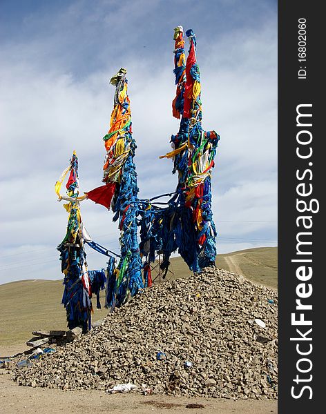 A shaman ovoo in Mongolia