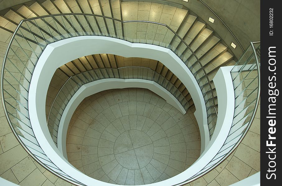 Spiral staicase leading to the basement.