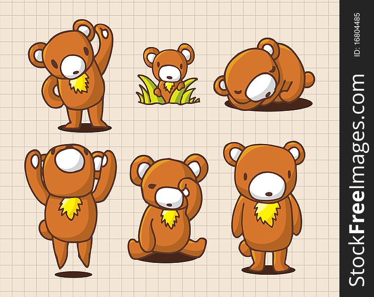 Cute cartoon bear,vector illustration