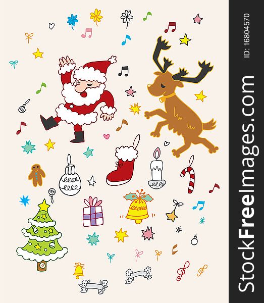 Cute Christmas icon,vector illustration