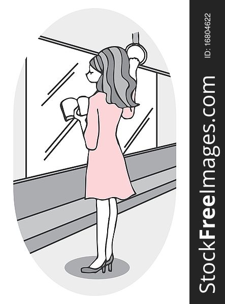 Lady read book,vector illustration