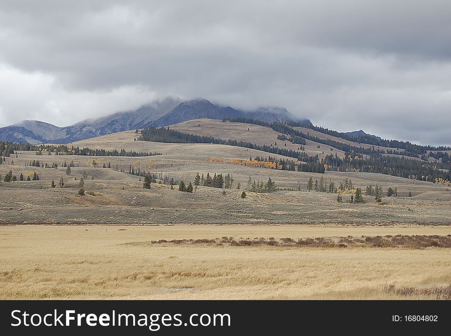 An autumn storm rolls across the Lamar Valley hills. An autumn storm rolls across the Lamar Valley hills.